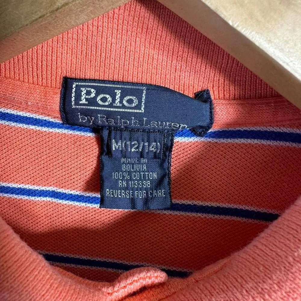 Orange‎ and blue striped Ralph Lauren polo shirt Kids Medium 12 -14